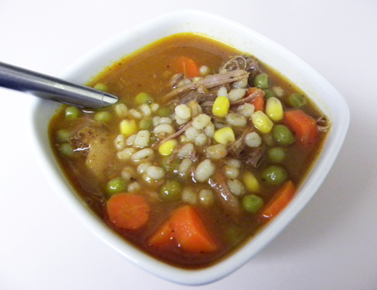 Beef Barley Soup in a bowl