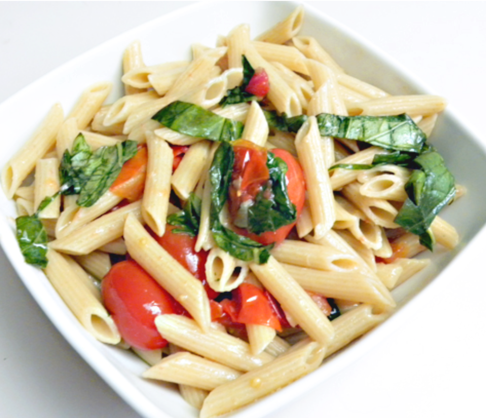 Roasted Tomato and Garlic Pasta with Basil